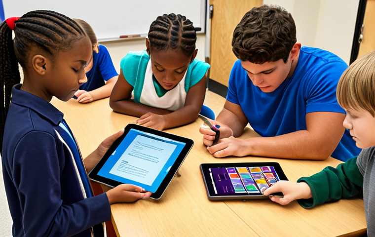 **
A diverse classroom scene showcasing personalized learning. Include elements representing different learning styles: a student working on a hands-on project, another using a tablet with an educational app, and a small group collaborating. The overall atmosphere should be engaging and supportive.
**