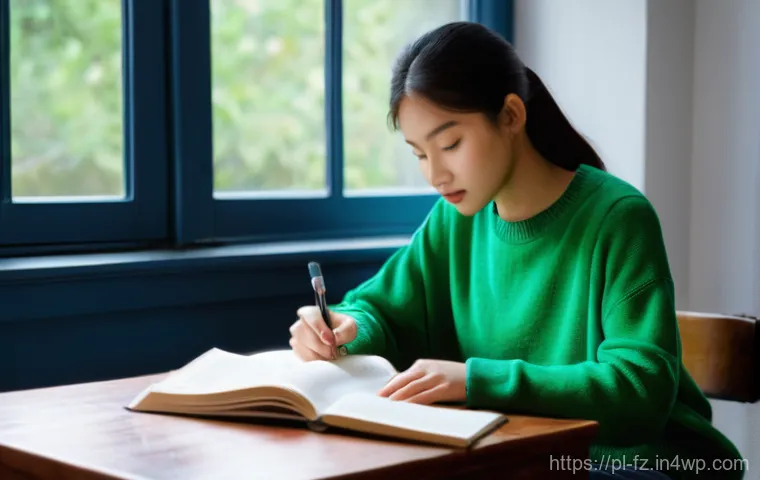 지식 합성의 복잡성 이해하기 - **Prompt 1: Focused Learning Environment**
    A serene and well-organized study room, bathed in war...