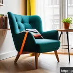 지식 합성 능력 개발을 위한 독서 전략 - A cozy reading nook in a modern Polish apartment, featuring a comfortable armchair with a colorful t...