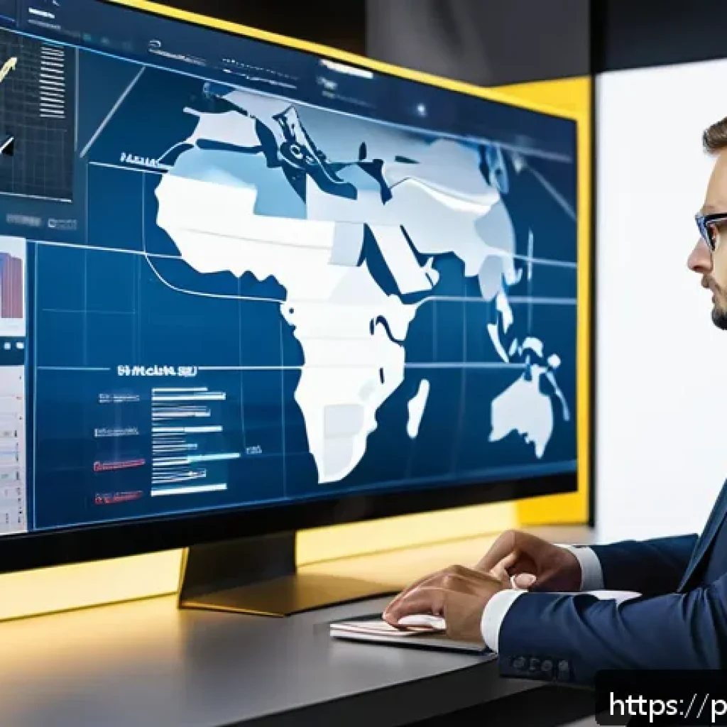 지식 합성의 지속 가능한 개발 전략 - A high-tech workspace showcasing a computer setup with multiple monitors displaying advanced AI anal...