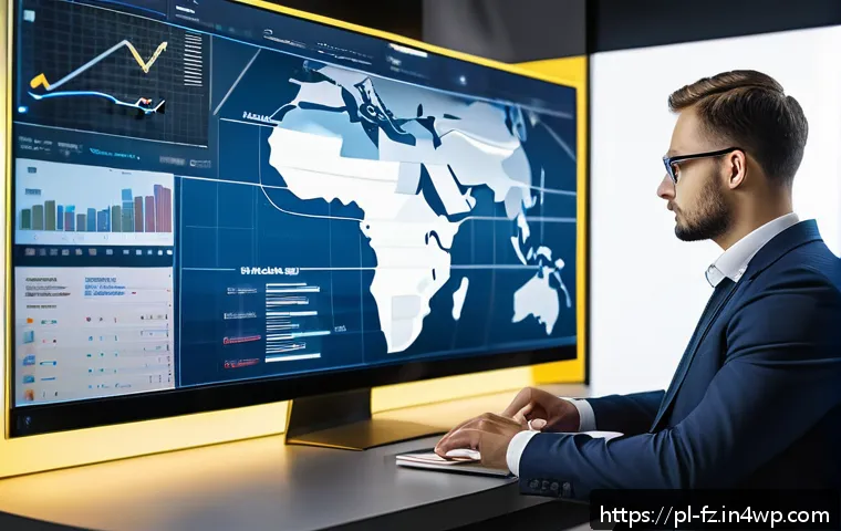 지식 합성의 지속 가능한 개발 전략 - A high-tech workspace showcasing a computer setup with multiple monitors displaying advanced AI anal...
